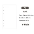 A6 6-hole refill paper with 45 sheets of 100g ivory white blank notebook insert - A6 6-Hole Blank Refill Paper (45 Sheets)