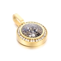 Pendente rotondo dorato con centro blu stellato e scintillante alone di cristalli - Stile Effetto Cielo Stellato Oro (KP100762-K)