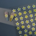 3D frangipani nail art stickers with embossed yellow flowers and pearl accents - Yellow Plumeria Style (CO-432)