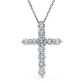 Elegant S925 sterling silver cross pendant necklace featuring sparkling clear gemstones - Style 4