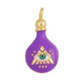 Purple enamel bottle pendant with golden evil eye charm and metallic finish - L086376 / Purple