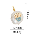 Detailed view of baroque pearl pendant with golden crown and size dimensions of 19.0mm - DZ-1400 Blue Dot Crown