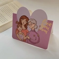 Pink cartoon Mother's Day card featuring love you mom text and family hug illustration - Mother's Day Purple Parent-Child