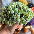 Handcrafted money tree variant featuring green crystal quartz and woven copper wire - Xiuyan Jade