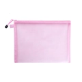 Pink mesh zipper storage bag for students or office files with portable drawstring - Pink