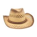 Straw cowboy hat with hollow weave and gradient brown edges for sun protection - One Size (Approx. 56-58cm) / Khaki 2 (Gradient Edge Rhinestone Style)