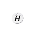 Macro detail of a mirror-polished stainless steel round pendant with engraved letter H - Letter H