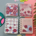 A7 pocket spiral notebook set with vintage floral rose designs in assorted colors - Blush