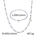 Deep blue and lavender beaded necklace and bracelet set with silver stainless steel clasp - Grape Purple