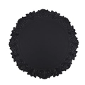 Round black faux leather placemat with floral embossing and waterproof surface - Faux Leather Vintage Embossed Round / Black