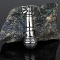 Macro shot of silver microphone pendant showing mesh texture and polished steel finish - Pendant Only Steel Color Extra Large No Stone