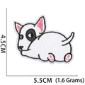 Bull Terrier dog embroidery patch for ironing on clothes 5.5cm width by 4.5cm height - Lying Bull Terrier