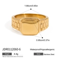 Golden watchband style stainless steel ring with waterproof and hypoallergenic finish - US 7 / Gold Watch Band Style(JDR0112060)