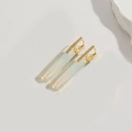 Elegant gold drop earrings with sparkling zircon inlay and white opal hexagonal pendants - White Zircon Natural Stone