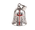 Ciondolo a campanello argento con ali di aquila e croce rossa in acciaio lucido - Stile 2 Campanella Ala (con Gancio)