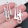 Antique silver finish trumpet musical instrument charm for DIY bracelet and jewelry making - Suona/Horn (33x14mm-2g)