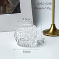 Nordic pumpkin-shaped clear glass candle holder with textured dot surface, 5cm height - Small Bead Dot