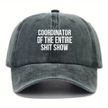 Unisex washed dark grey baseball cap with white coordinator slogan and curved brim - One Size / Army Green