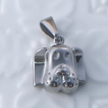 Vintage silver dog head pendant crafted in polished stainless steel for necklace - Dog Head / Steel