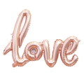 Rose gold foil balloon in cursive Love script for romantic wedding party decoration - LOVE Letter Balloon / Champagne