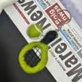 Handmade felt tennis racket keychain accessory in vibrant yellow and green - Tennis Racket