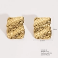 Irregular hammered geometric square earrings in 18k gold plated stainless steel - Curved Geometric Style (660-02)