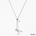Adjustable silver stainless steel necklace featuring twin water drop pendants D1255 - Waterdrop Shape (D1255) / Silver