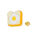 Pin's en émail toast et œuf au plat avec fermoir papillon doré pour sacs et vêtements - Toast aux œufs au plat
