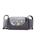 Deep grey baby stroller organizer bag featuring a celestial moon and star print - Dark Grey Space