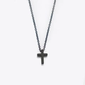 Collar con colgante de cruz negra minimalista en acero de titanio con acabado liso - Negro