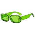 Trendige rechteckige fluoreszierende grüne Sonnenbrille mit strukturierter Bügelverzierung - Grüner Rahmen / Grüne Gläser