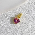 Sparkling pink heart pendant in 18K gold-plated copper with faceted zircon stones - Style C Gold