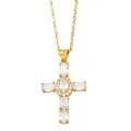 Elegante collana con pendente a croce dorata con zirconi bianchi ovali e catena sottile - Stile In Zirconia Completa
