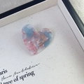 Pince à cheveux cœur en acétate marbré rose et bleu avec lettrage fait main France - 5# Marbre Bleu-Rose