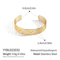18K gold plated multi-layer stainless steel cuff bracelet with 1.4cm width detail - Multi-Layer Hollow Studded Style (YYBL023032)