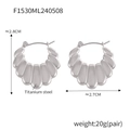 Orecchini a cerchio simmetrici a U in acciaio al titanio con design a conchiglia - Stile Argento (F1530)