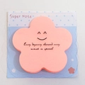 Pink flower shaped sticky notes with smile face and inspirational quote in clear packaging - Flower