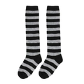 Children's over-knee high knit socks featuring classic black and grey stripes - One Size (7-12Y) / Grey and Black Stripes