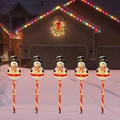 Solar powered snowman lawn stake lights set of 5 with warm LED for outdoor Christmas decor - Style 4
