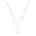 Collana a doppio strato in argento con pendenti a croce e cristallo marquise - Oro Bianco