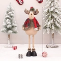 Standing reindeer Christmas plush doll with red plaid coat and 80cm tall height - Red Plaid Reindeer / Retractable Large / 80cm