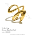 Irregular twisted hollow line ring in 18K gold plated stainless steel for women - Twisted Double Layer Adjustable Ring - Gold