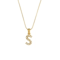 18K gold plated stainless steel snake chain necklace with sparkling zircon letter S - Letter S
