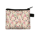 Cartoon bulldog floral print polyester coin purse with black zipper closure - Bulldog