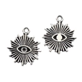 Pair of antique silver Eye of Horus pendants with sunbeam design for DIY jewelry - Radiating Circle Eye(A4-156)