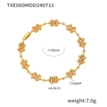 Minimalist 18k gold plated copper beaded bracelet featuring flower-shaped links and clasp - Single Bead Gold Bracelet (TXE069-单珠金色手链)