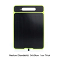 Dual-sided black and green thawing cutting board with built-in sharpener and stand - Medium (Standable) / Black Green
