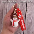 Christmas snowman keychain with red silicone strap and 3D PVC doll for bag charms - Christmas Snowman-9