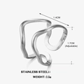 Minimalist silver irregular wave open ring in stainless steel with 2.5g lightweight - Irregular Wave (ZN754) / Steel