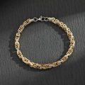 Hip hop two-tone gold and silver stainless steel paperclip chain bracelet with lobster clasp - Byzantine Chain / Gold & Silver